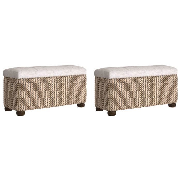 Bancs de rangement - UU - lot de 2 - avec coussin gris - 69 cm quenouille LL200703