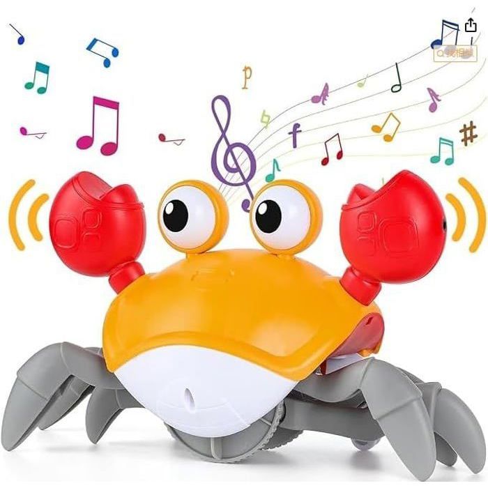 Crabe Qui Marche BebeJouet Bebe 1 anJouet de Crabe dévasion Sensorielle pour BébéJouets Musicaux pour BébéRechargeable par USB