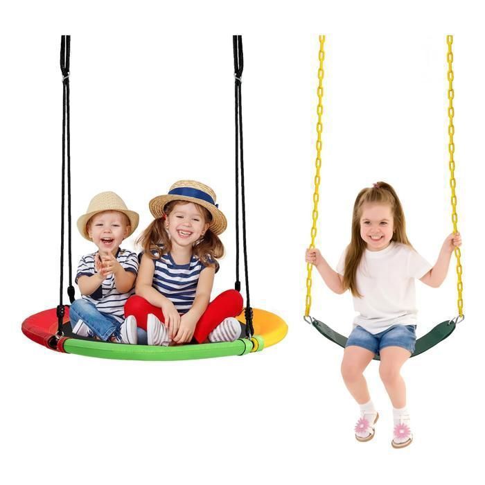 Ensemble de balançoires d'extérieur avec trampoline, balançoires et