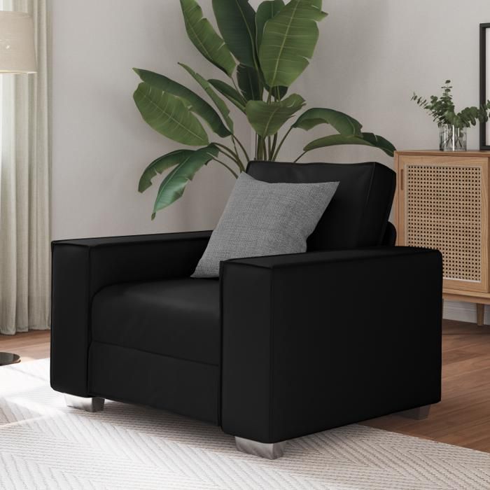 Fauteuil en cuir synthétique noir 59 cm
