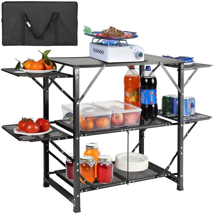 Table De Camping Pliante VEVOR En Aluminium Avec 4 Tables D'appoint - Idéale Pour L'extérieur