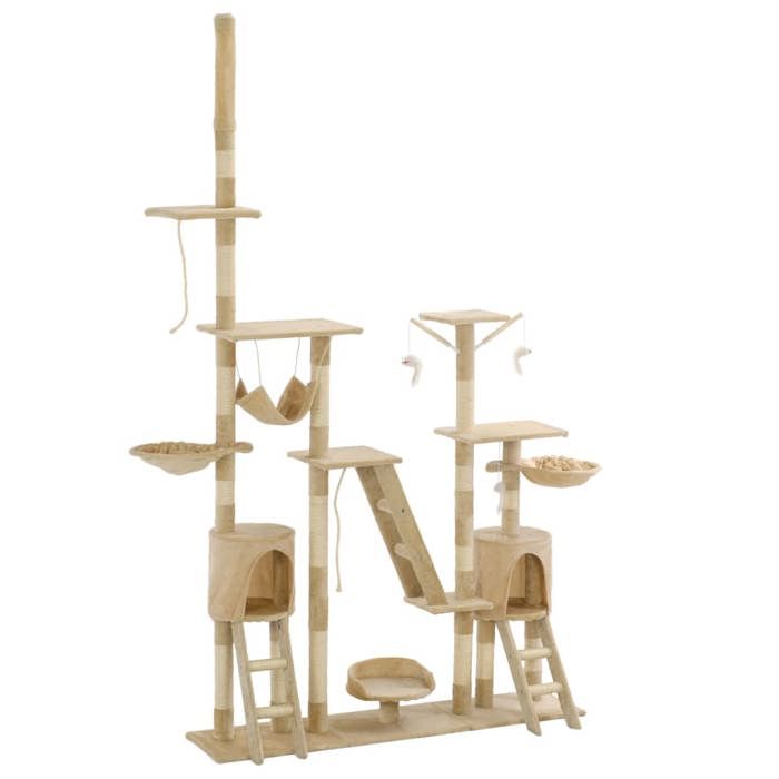 Arbre à chat - vidaXL - 230-250 cm - Beige - Griffoirs en sisal - Maisons et hamac