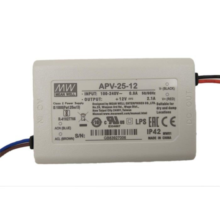 Edgard - Cooper COOPER Bloc dalimentation - MEAN WELL - APV-25-12 - 25 2 W - 12 V - 2 1 A