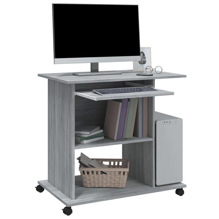 Bureau BURKE Gris Table à écrire - 1 PERSONNE - Sonoma gris 80x50x75 cm - Bois dingénierie BB487