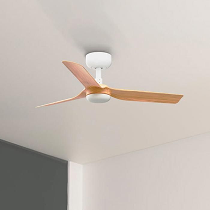 Ventilateur de plafond - FARO BARCELONA - PUNT S - Blanc/bois clair - Sans lumière - Moteur DC télécommande - Far