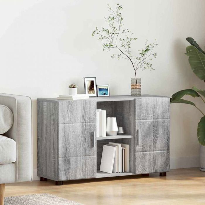 Buffet Vidaxl Gris Sonoma 88 5 x 30 5 x 55 5 cm — Buffet en bois dingénierie 3 étagères finition mate