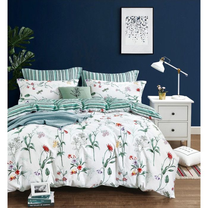 Parure de couette Imprimé double face percale de coton peigné pour lit 140 à 160 - Multicolor - 240x220 Parure de couette Imprimé double face percale de coton peigné pour lit 140 à 160 - Multicolor - 240x220