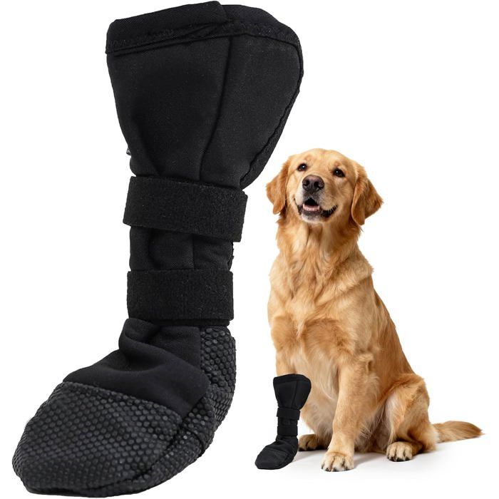 Meilleurs prix pour Chaussures antidérapantes pour chiens - ZGEER - Protection des blessures - Imperméable - Antidérapant - XL - Noir