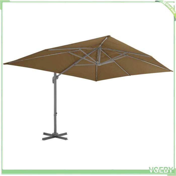 Parasol de jardin déporté - FAFEICY - 44639 - 400 x 300 cm - Taupe - Mât aluminium inclinable 360°