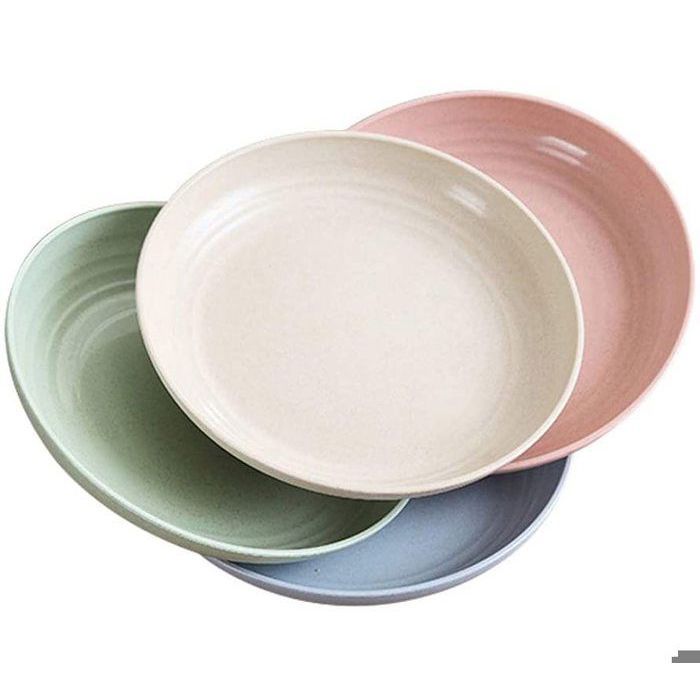 Assiette plate - - 20 cm - 4 couleurs - Lot de 4 - Sans BPA ENEVAOCT