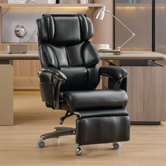 Fauteuil de bureau ergonomique 002-XXL 85.5x76.5x121.5 cm Noir cuir PU