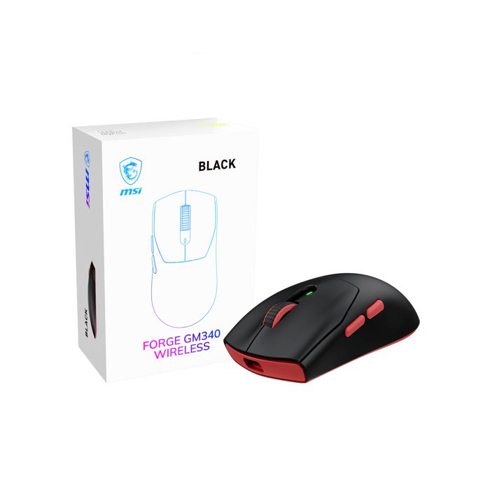 Souris MSI Forge GM340 – Wireless, 12000 DPI, Ambidextre, 6 Boutons - vue 3