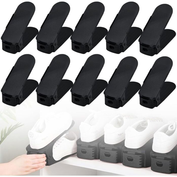 10pcs Supports à chaussures - Design réglable Surface antidérapante - Rangement intérieur