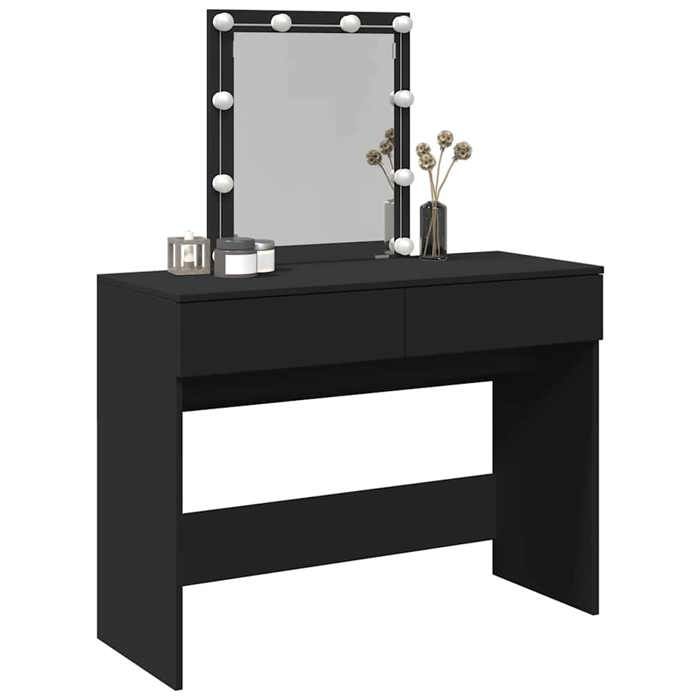 Meuble Rangement - HAOSHOP - Coiffeuse avec LED noir 100x40x130 cm&01_36854