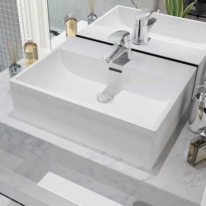 Meilleure MEUBLE Vasque avec trou de robinet en céramique Blanc 51 5x38 5x15 cm&01_6861 Meilleure MEUBLE Vasque avec trou de robinet en céramique Blanc 51 5x38 5x15 cm&01_6861