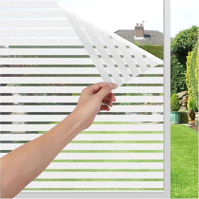 Film Occultant Fenêtre Anti Electrostatique Motif Rayure Non Adhésif Anti UV pour Bureau Chambre 60x200cm FILM POUR VITRAGE