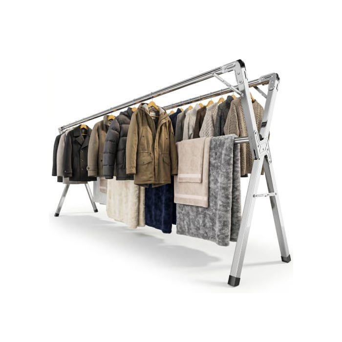 Étendoir à linge pliable inox type tancarville etendoir linge interieur et exterieur sechoir a linge reglable 140-240 cm grande