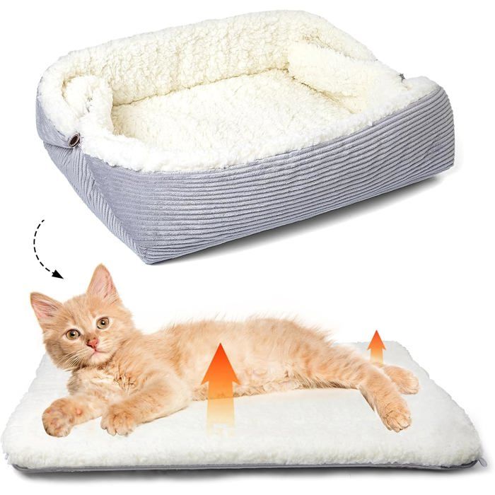 Lit Chat Petit Chien 42X38Cm Panier 2 En 1 Pliable Lavable Nid Doux Et Confortable Pour Animaux Intérieur