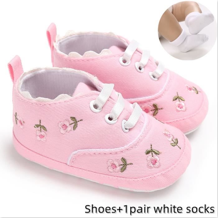 Coloris 464 Rose taille 7 12 mois Chaussures en coton blanc pour