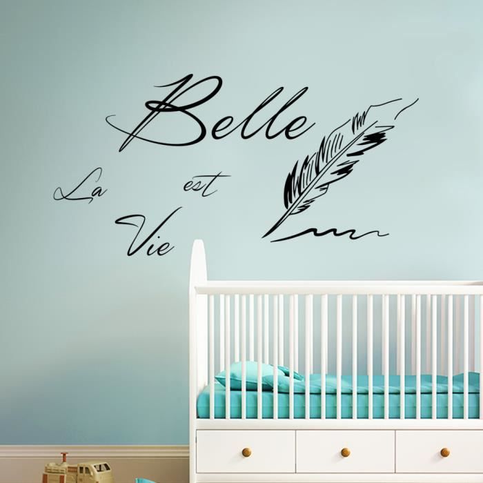 La Lettre & La Vie Est Belle ; Stickers Muraux Creative Français Phrase Belle Living Stickers