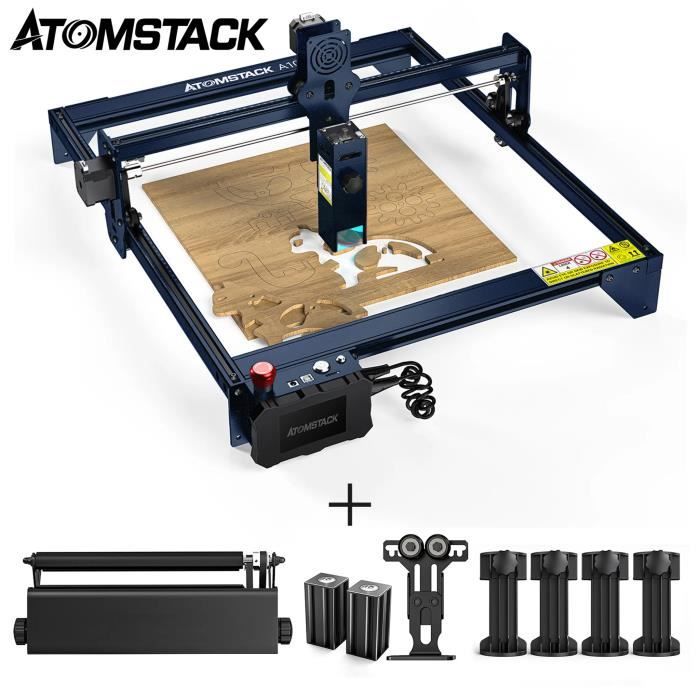 ATOMSTACK A10 Pro Graveur laser, graver hors ligne de sortie 10W, machine de découpe pour verre, bois + kit de rouleaux R3 Pro