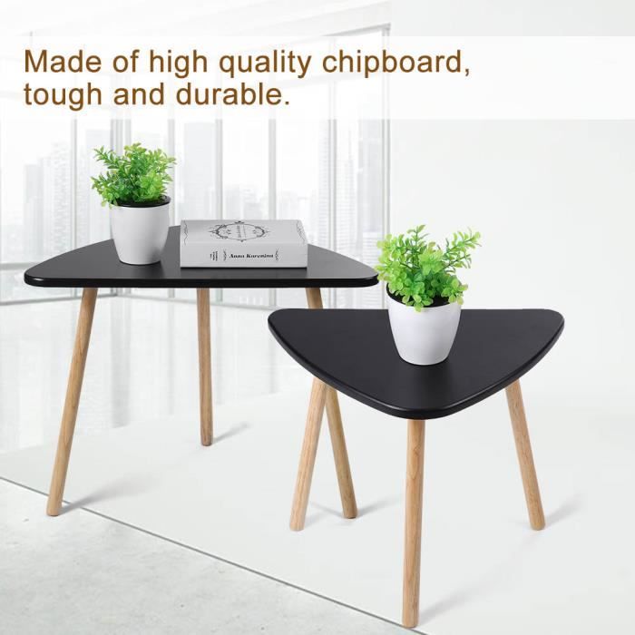 Lot De 2 Tables Basses Gigognes Scandinave Noir Achat Vente Table Basse Lot De 2 Tables Basses Noir Soldes Cdiscount