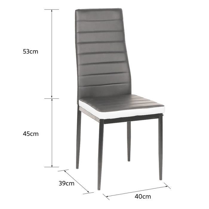 chaise de salle à manger diyagssz (lot de 6) en cuir simili - gris et blanc - style comtemporain - h98 cm