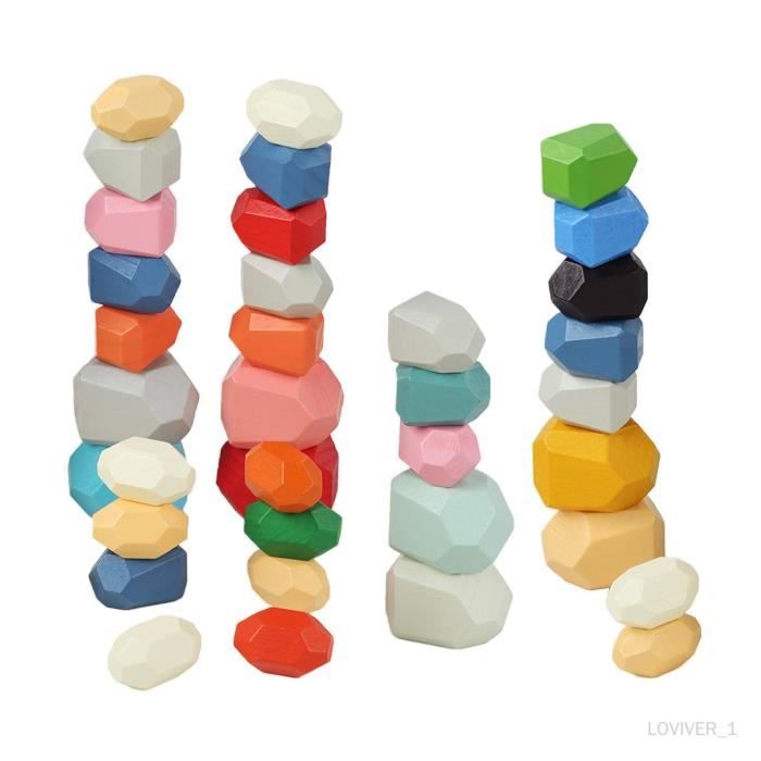 Pierres d'Empilage Montessori en Bois V2 | Jouets Éducatifs pour Tout-Petits à Partir de 18 Mois