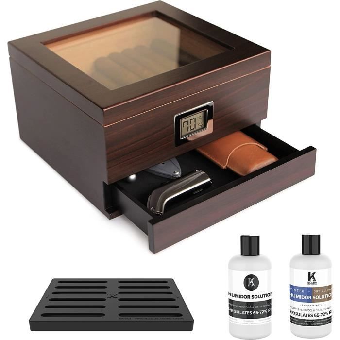 Humidor à Cigares Dayear - Boîte Cèdre Avec Hygromètre - Range 20-25 Cigares - Idéal Cadeau