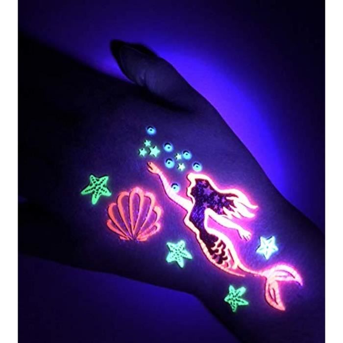 jeu de coloriage i0jil lueur blacklight fete sirene tatouages uv reactif arc en ciel neon nuit jouet anniversaire fournitures cadeau cdiscount au quotidien dauphin
