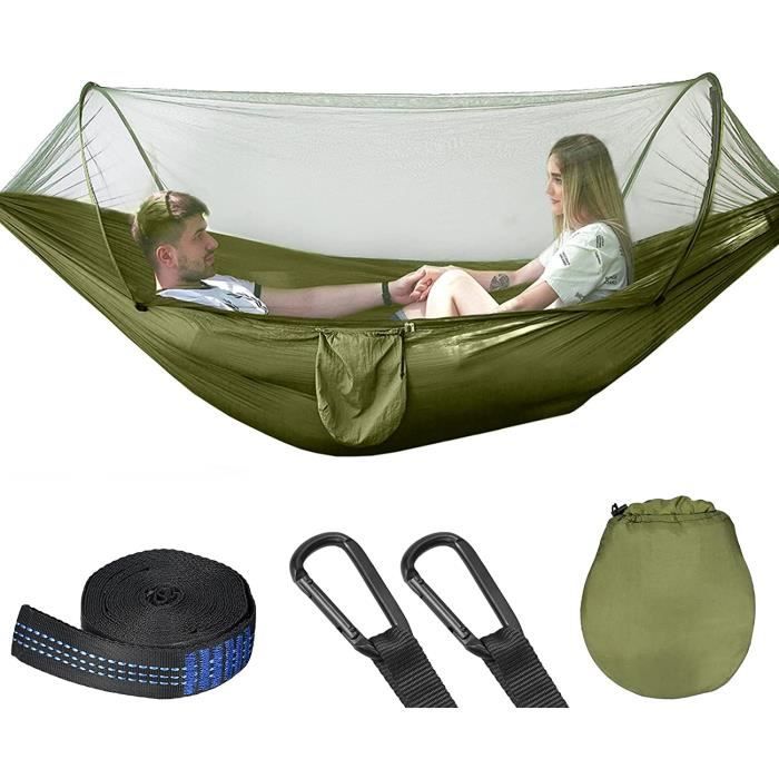 Hamac D'Extérieur SONGMICS Avec 2 Oreillers - Capacité 300kg - 210x150cm - Barres En Bois - Sac De Transport