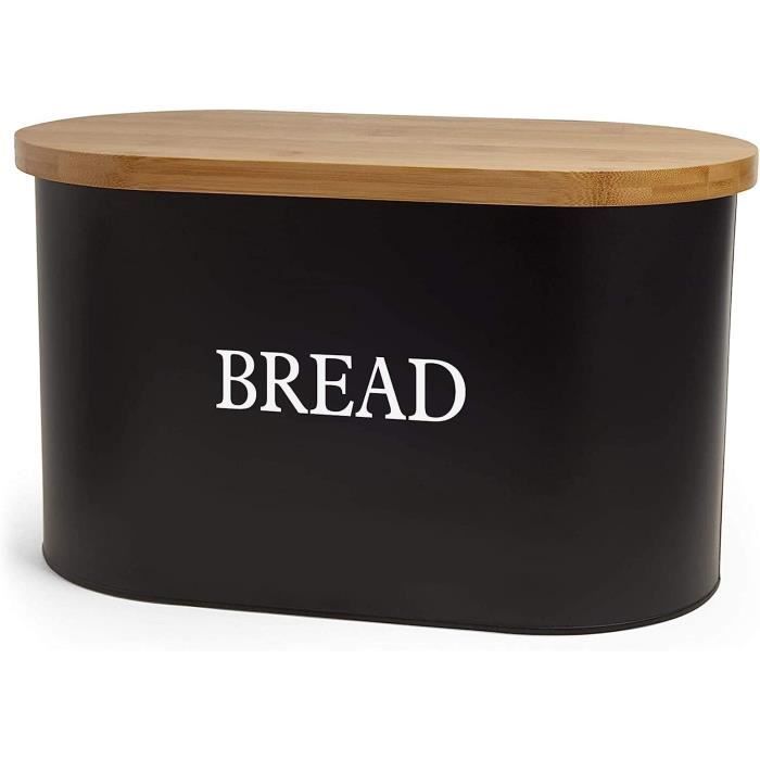 Boîte à Pain Noire Et Planche à Découper En Bois - ON RANGE TOUT