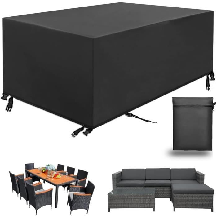 Housse Imperméable Pour Meubles De Jardin - Polyester Oxford 210D, Anti-UV, Coupe-vent - Taille 200x100x75 Cm (noir)
