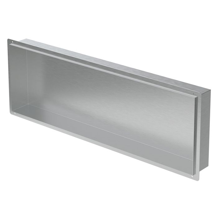 LuxeBath Niche de Douche Encastrée Murale 90x30x10 cm en Acier Inoxydable Argent sans Rebord Étagère Encastrable Salle de Bain