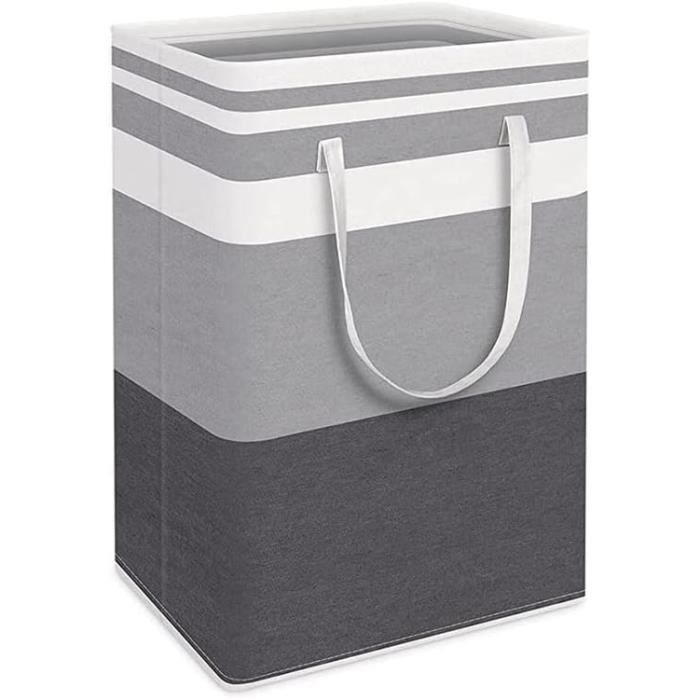 Panier à Linge Pliable 75L Gris Blanc Avec 2 Sacs De Rangement - Idéal Pour Chambre, Salle De Bain, Appartement
