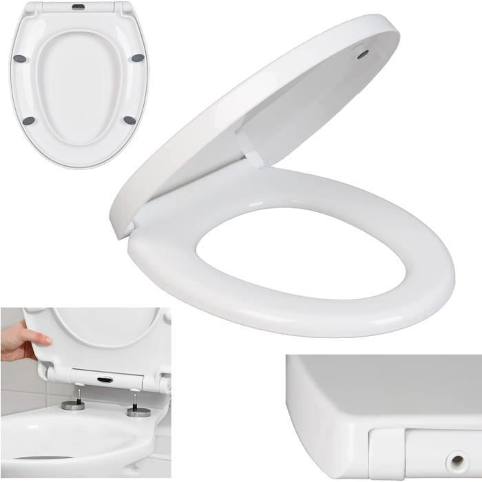Abattant WC à Fermeture Douce Automatique - Forme O, Antibactérien, Supporte 175kg, Montage Facile - 7