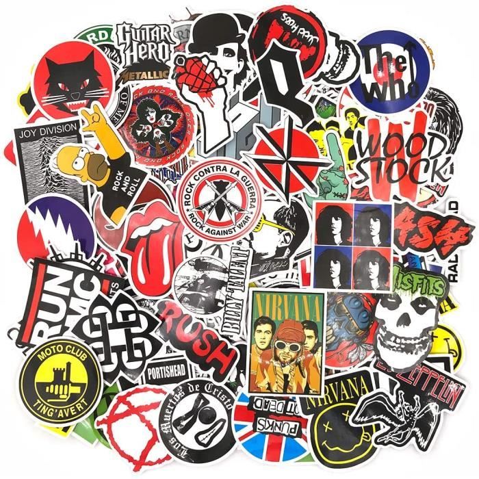 Street Autocollants Rock and Roll Stickers Punk Métal Guitare RétroVintage,  Autocollants Vinyle Stickers pour Bagages, Ordinateur Po