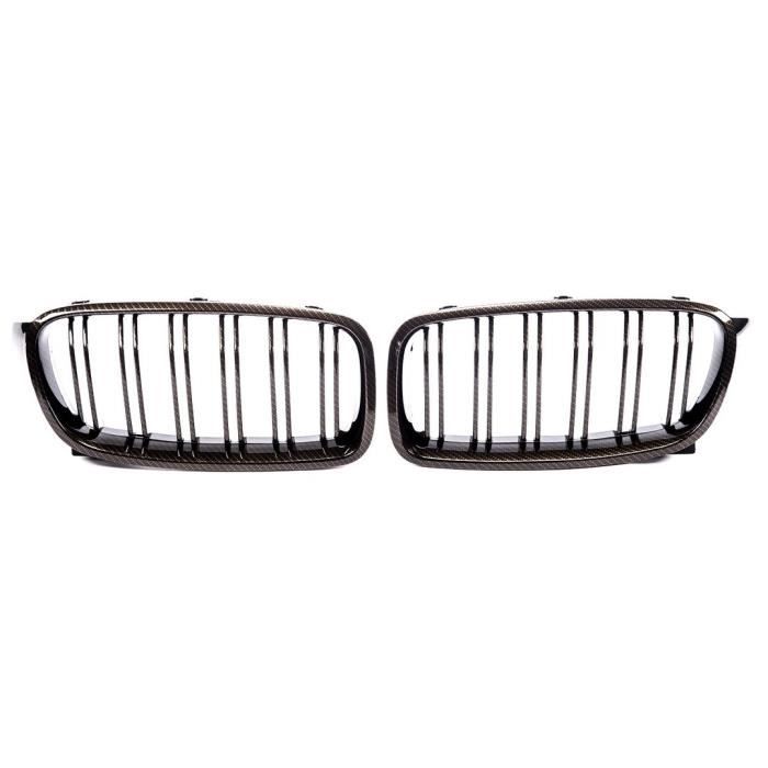 2 GRILLE DE CALANDRE REVETEMENT LOOK CARBONE GOLD + VERNIS DOUBLE LAME POUR BMW SERIE 3 F30 F31