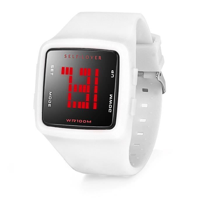 Montre Femme étanche LED Montre numérique Filles silicone place