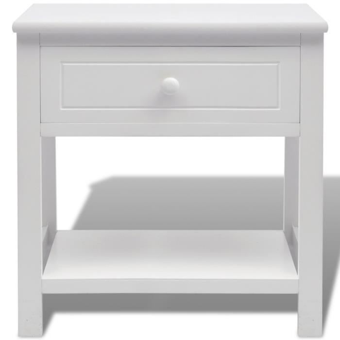 Chevets Table De Chevet Bois Blanc Achat Vente Chevet Chevets