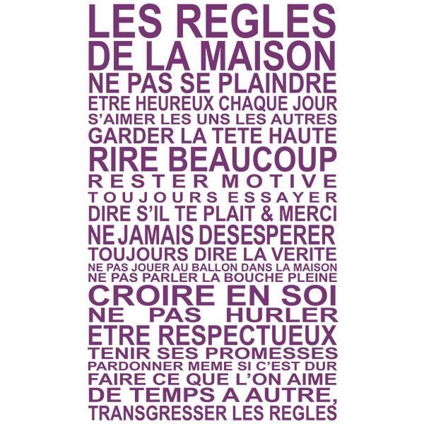 Sticker Mural Texte Les Regles De La Maison 100x60 Cm Achat Vente Stickers Cdiscount
