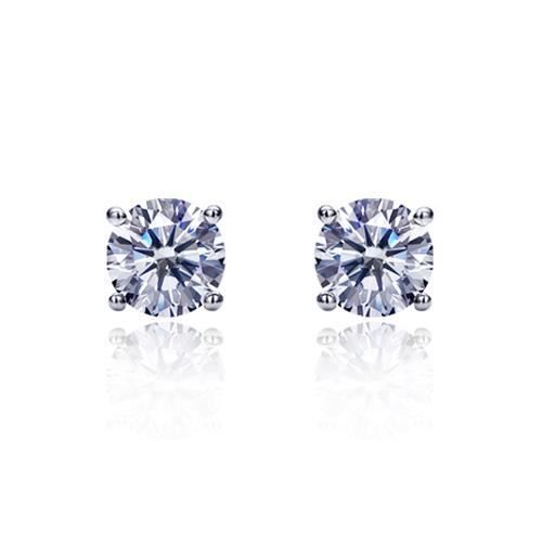 BYU boucles d/'oreilles clous femme-argent-oxyde de zirconium-blanc