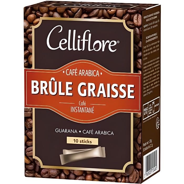 Celliflore Café Instantané Arabica Brûle Graisse 10 Sticks
