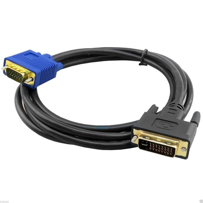 INECK® Câble DVI VGA, Câble DVI I 24+5 vers VGA 15 Broches Mâle à