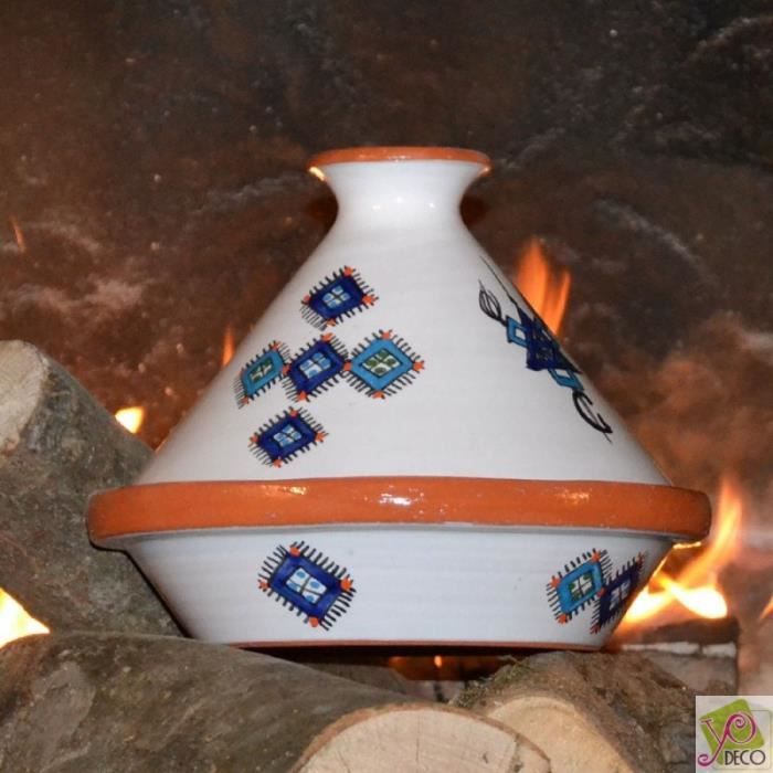 Tajine Individuel Tatoué Bleu Nuit 23 Cm - Cuisson Parfaite Pour Viandes Et Légumes, Compatible Multi-Feux