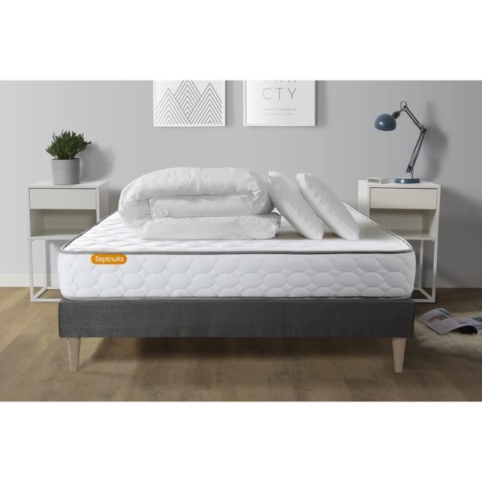 Pack matelas 160x200 + double sommiers 80x200 Memo Spring Ressorts