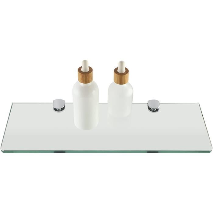 Tablettes De Sécurité D'Angle, 2 Étagères D'Angle En Verre Trempé Avec Supports Chromés, Étagère