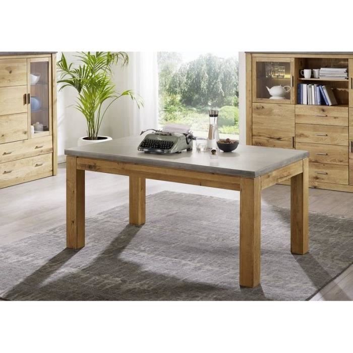 Table A Manger 180x90cm Beton Cire Et Bois Massif De Chene