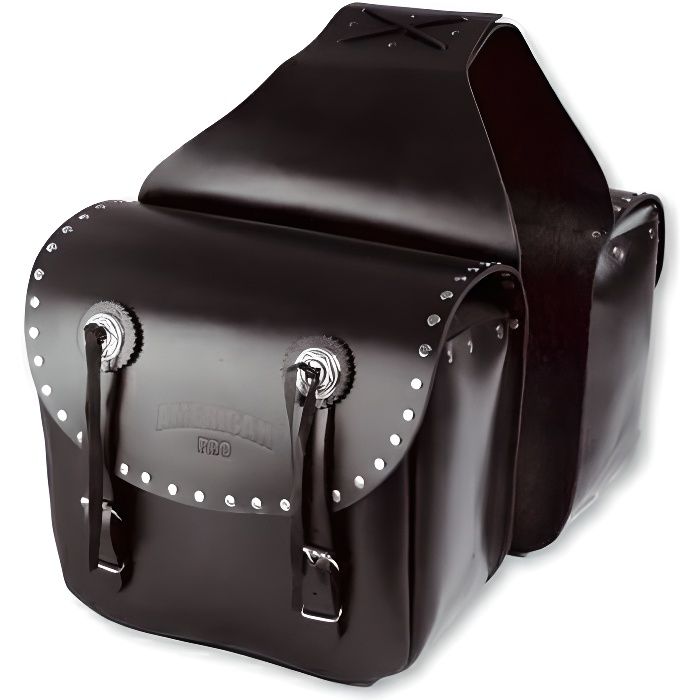 Sacoches Cavalieres Cuir Poche Valises Bagages Moto Custom Chopper 19lt. noir