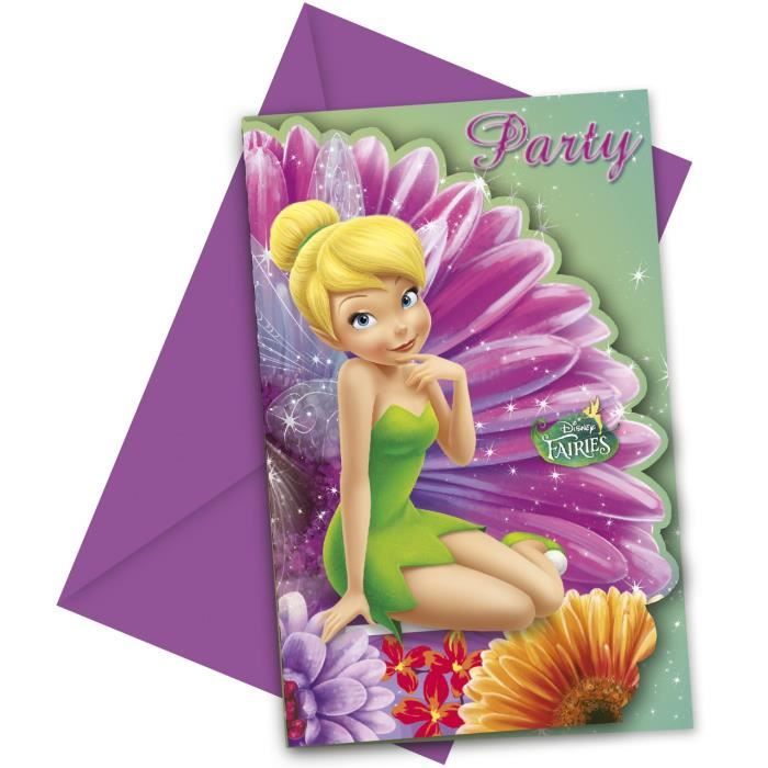 Invitations Anniversaire Fee Clochette X6 Cdiscount Beaux Arts Et Loisirs Creatifs